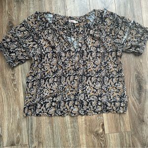 Faherty Fall Boho Ruffle Paisley Print Top